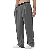 Susclude Mens Baggy Sweatpants Summer Wide Leg Track Pants Pleated Lounge Yoga Elastic Waist Casual Pants with Pockets