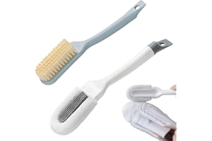 GANGANMAX 2Pack Shoe Cleaning Brush -Sneaker Shoe Cleaner Brush-Soft Bristle Cleaning Shoes Scrubber-Long Handle Shoe Scrubbing Brush-White Sneaker Cleaner Brush-Shoe Brushes for Cleaning