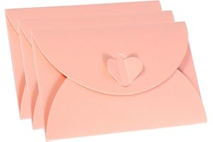 PATIKIL Gift Card Envelopes, 12 Pack Heart Shaped Clasp Small Gift Cards Holder Mini Envelope for Birthdays Weddings, Pink