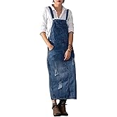 myzgx Women's Vintage Distressed Adjustable Strap Denim Overall Dress A-Line Split Pinafore Bib Jean Dress