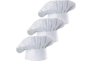 Hyzrz Set of 3 Pack Adult Chef Hat Adult Adjustable Elastic Baker Kitchen Cooking Chef Cap 3 Pieces
