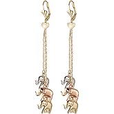 HZMAN Dainty Elephant Earring for Women 14K Gold Plated Hypoallergenic Dangle Drop Earrings Long Tassel Cute Animal Earring