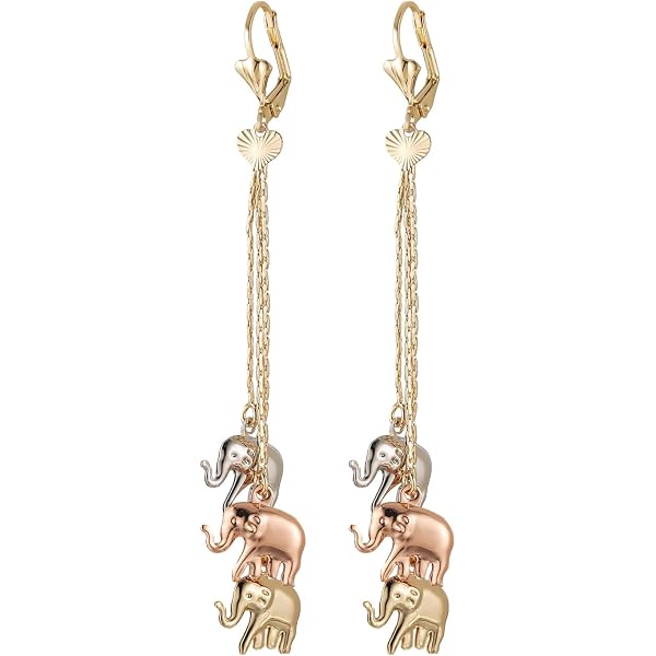 14K Solid Yellow Gold Elephant Stud Earrings – 6mm X 10mm – ER1204