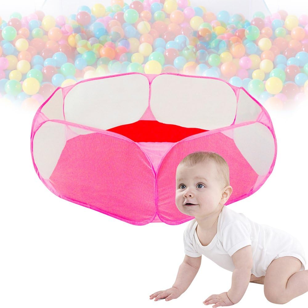 Ball Pool, GIM Pop Up Baby Pool Foldable Play Pit Pool for Kids, Balls Not Included (47 * 23 Inch) (Pink)