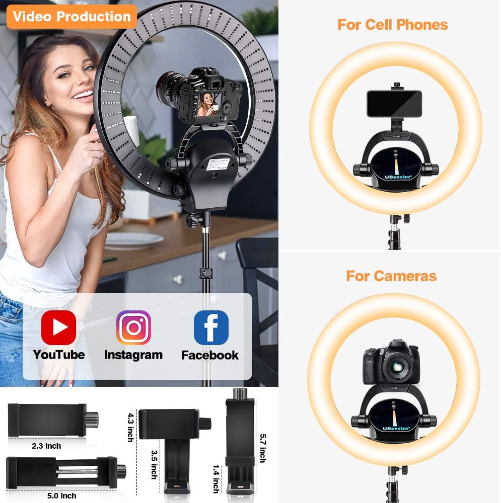 UBeesize Ring Light Kit: 17.5” Outer Led Ring Light with Wireless Control, Professional Bi-Color 3000K-6000K Circle Lights, Up to 5000Lux, Compatible with DSLR Cameras, Cell Phones and Webcams. : Camera & Photo
