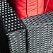 Outdoor Patio Furniture 7-pieces PE Rattan Wicker Sectional Red Cushioned Sofa Sets with 2 Pillows