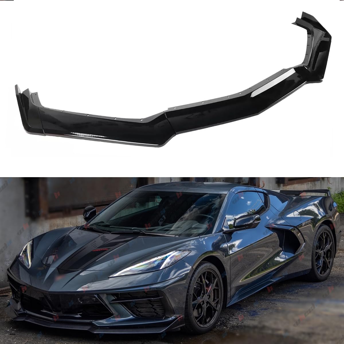 Photo 1 of WheelX 5Pcs Front Lip Compatible with 2020-2025 Chevy Corvette C8 Z51, 5VM Style Bumper Air Dam Lower Chin Splitter Protection Body Kit Fits for 2020 2021 2022 2023 2024 2025 (Glossy Black)