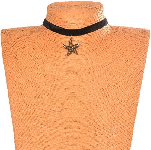 HUSUP Modern vintage Fashionable black velvet choker necklace with starfish pendant