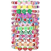 Behrooci Friendship Bracelets Boho Stackable Bracelets for Women Surfer Heishi Clay Bead Bracelets Stretch Preppy Bracelets Colorful Boho Bracelets for Women