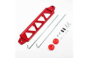 RESWISH Battery Hold Down Bracket Holder, Car Battery Holder Kit with 10in J bolts,Aluminum Alloy Battery Tie Down Mount Bracket, Battery Tray for Car Battery Mount Bracket Hold Lock Accessories (Red)