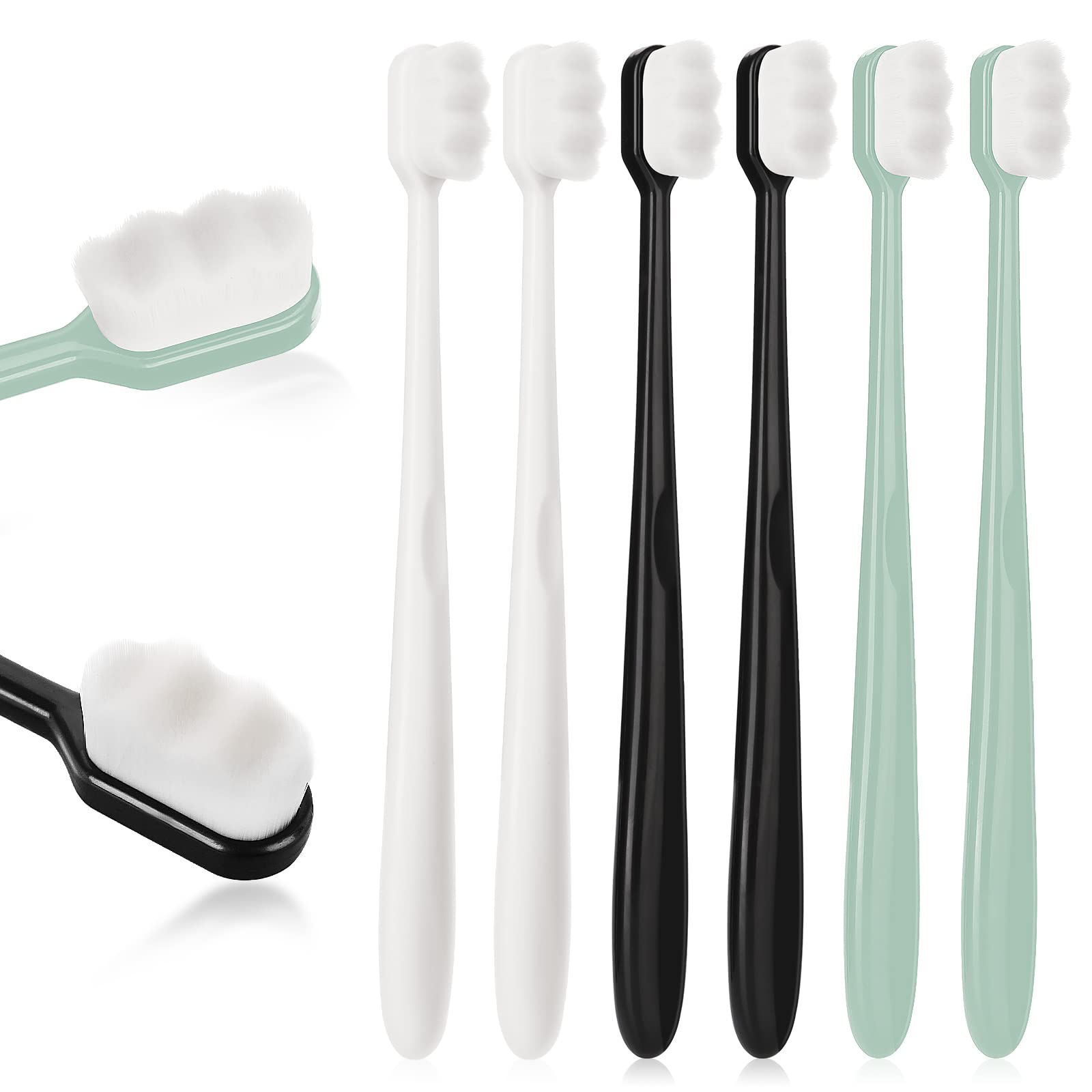 WLLHYF 6 PCS Extra Soft Toothbrush Micro Nano Toothbrushes with 20000 Bristles Sterile Fiber Adult Toothbrush Painless Brushing for Sensitive Teeth Oral Recession Adult Kid Children
