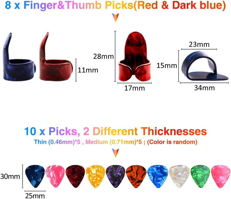 ZUKEY Electric Acoustic Guitar Finger Picks Thumb Picks; Thumb and