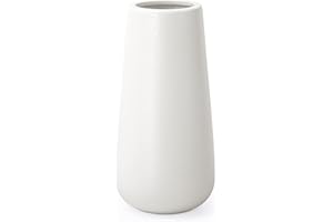D'vine Dev 8 Inch Ceramic Flower Vase Textured Finishing, Minimalist Design for Kitchen, Bedroom, Living Room, Centerpieces, Office, Ivory, VS-XH-A-1
