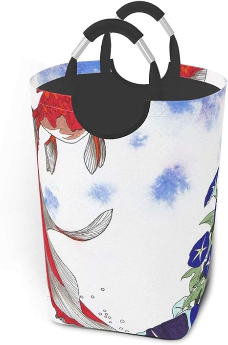 Amazon Co Jp Lubataga ランドリーバスケット 金魚アートイラストデ ッサンと朝顔 ランドリーバッグ 洗濯かご おりたたみ 洗濯カゴ おしゃれ 収納ボックス おもちゃ収納 ホーム キッチン