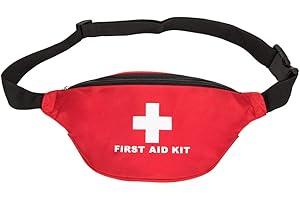 JIPEMTRA First Aid Fanny Pack - Red Travel Rescue Pouch Compact Survival Medicine Bag for Car, Home, Outdoors