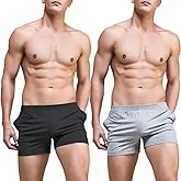 Ychnaim Mens 3" Inseam Short Running Shorts Lightweight Gym Athletic Workout Training Cotton Casual Short with Slant Pockets