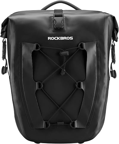 ROCKBROS 25-32L Waterproof Bike Pannier Bag Rear Rack Carrier Bag Black