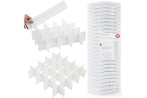 Flytianmy 40Pcs Drawer Dividers, Adjustable Drawer Organizer for Socks, Underwear, Makeup, Kitchen, Bedroom, Dresser White