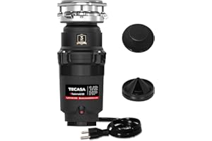 1/2 HP Garbage Disposal, TECASA Food Garbage Disposal with Power Cord, Stainless Steel Grinding System and 3-Bolt Mounting, Continuous Feed Compact Garbage Disposals, UL Certified, Taskmaid Series 50