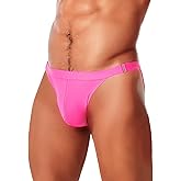 MIZOK Men's Sexy Solid Swim Bikini Swimsuit Quick Dry Metal Buckle Ring Swimwear