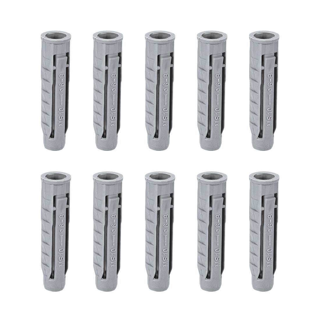 sourcing map 10mmx50mm Plastic Expansion Tubes Column Frame Fixings Gray 24pcs