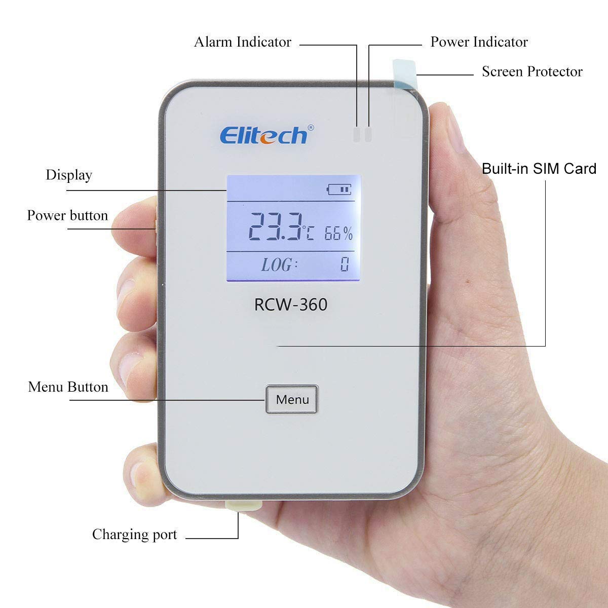 Elitech RCW360 2G Temperature and Humidity Data Logger Temperature Recorder SIM Card Data