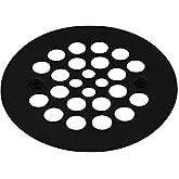Westbrass A3193-62 4-1/4" OD Brass Shower Strainer Grid Drain Cover, Matte Black