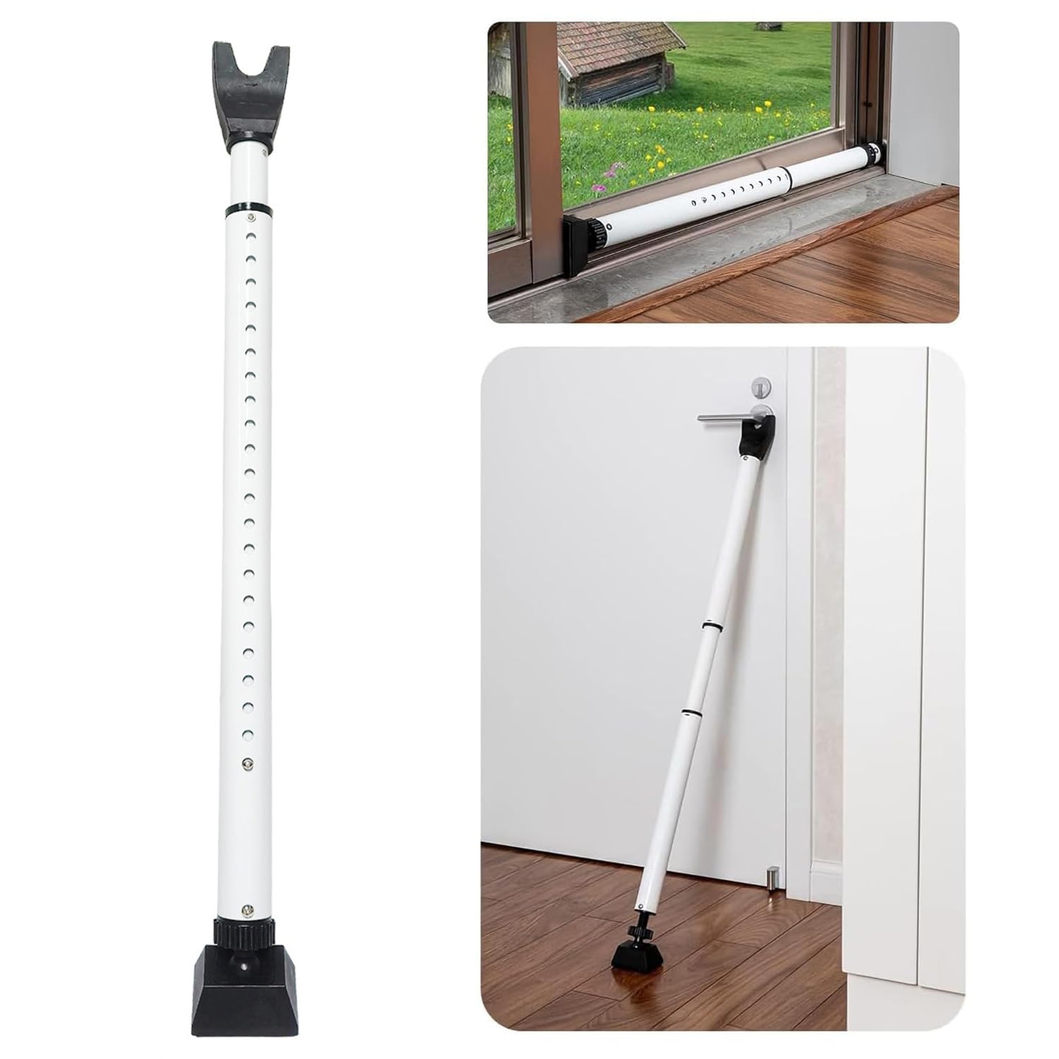 Door Jammer Adjustable Security Bar Patio Door Brace Non Slip Locking Pole Lock Anti Break in Locker Safety Inside Outside UPVC Sliding Patio Stopper Window Brace Anti-Theft Intruder Pole No Entry