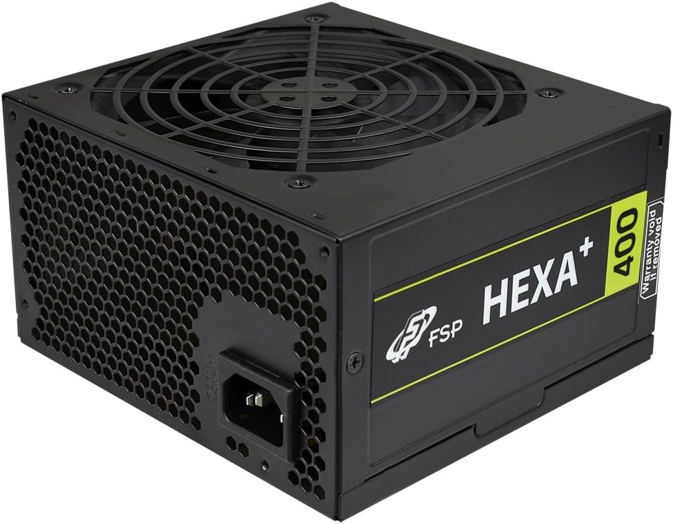 FSP Hexa+ 400, PC Power Supply 400 Watt, 80 plus, Compatible with ATX 12V V2.4 & EPS 12V V2.92, 3 Year Manufacturer, 5 Million US Dollars Product Insurance, Black