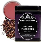 Harney and Sons Mulled Plum Cider, 4oz Loose Leaf Herbal Tea with Cinnamon, Rooibos, Apple Pieces, and Plum, Dark Red, PP-GRC