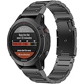 NotoCity Compatible with Fenix 6 Titanium Alloy Watch Band 22mm Width Watch Strap for Fenix 5/Fenix 5 Plus/Fenix 6/Fenix 6 Pro/Forerunner 935/Approach S60/Quatix 5 (Black)