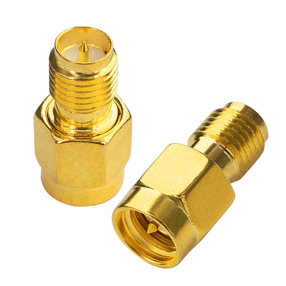 Boobrie RP-SMA Female to SMA Male RF Adapter WiFi Antenna Adapter Straight Gold Plated for FPV Drone Signal Booster Wireless LAN Device Pack of 2