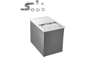 VEVOR Drop in Ice Chest, Stainless Steel Drop in Cooler, Commercial Ice Bin with Lid for Outdoor Kitchen Patio Bar, Drain-Pipe Set Included, Cooling Bins with Cover for Cold Wine Beer