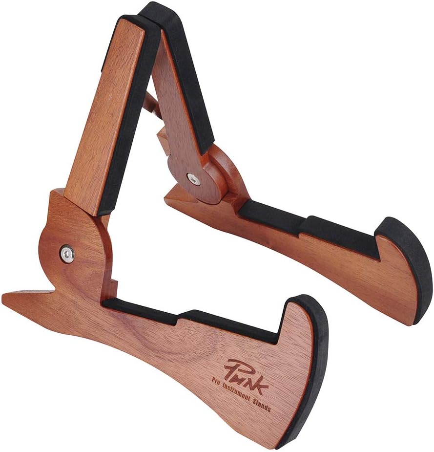 Muslady Foldable Guitar Stand Holder Mahogany Solid Wood String Instrument Bracket Cute Rabbit Shape for Electric Acoustic Guitars Bass Universal