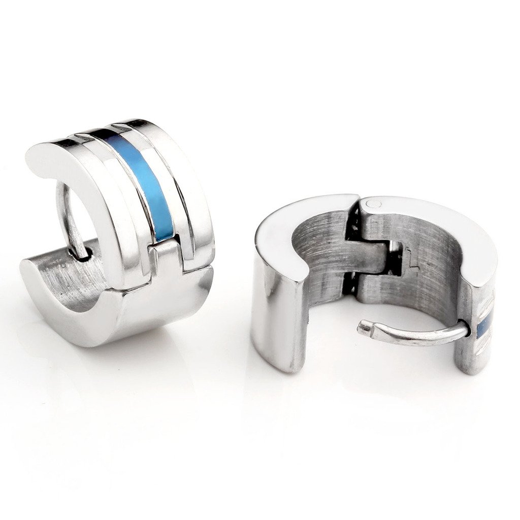 Zysta 4pcs Mens 18G Stainless Steel Silver, Gold, Unique Small Hoop Huggie Hinged Ear Stud, Hypoallergenic Snap Punk Earrings