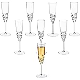 XKXKKE Plastic Champagne Flutes, 8 Pcs Shatterproof Reusable Fancy Crystal Clear Champagne Glasses, 5 oz Acrylic Unbreakable Elegant Party Drinking Cocktail Wine Glasses Wedding Birthday Bar Goblets