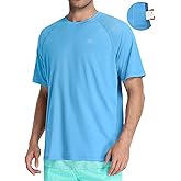 Men's Swim Shirt Quick Dry Sun Shirts UPF50+ Rash Guard for Men Short Sleeve UV Sun Protection Beach Shirts