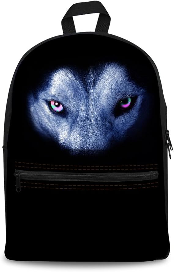 Showudesigns Cool Wolf Printing Backpack for Junior Student Canvas