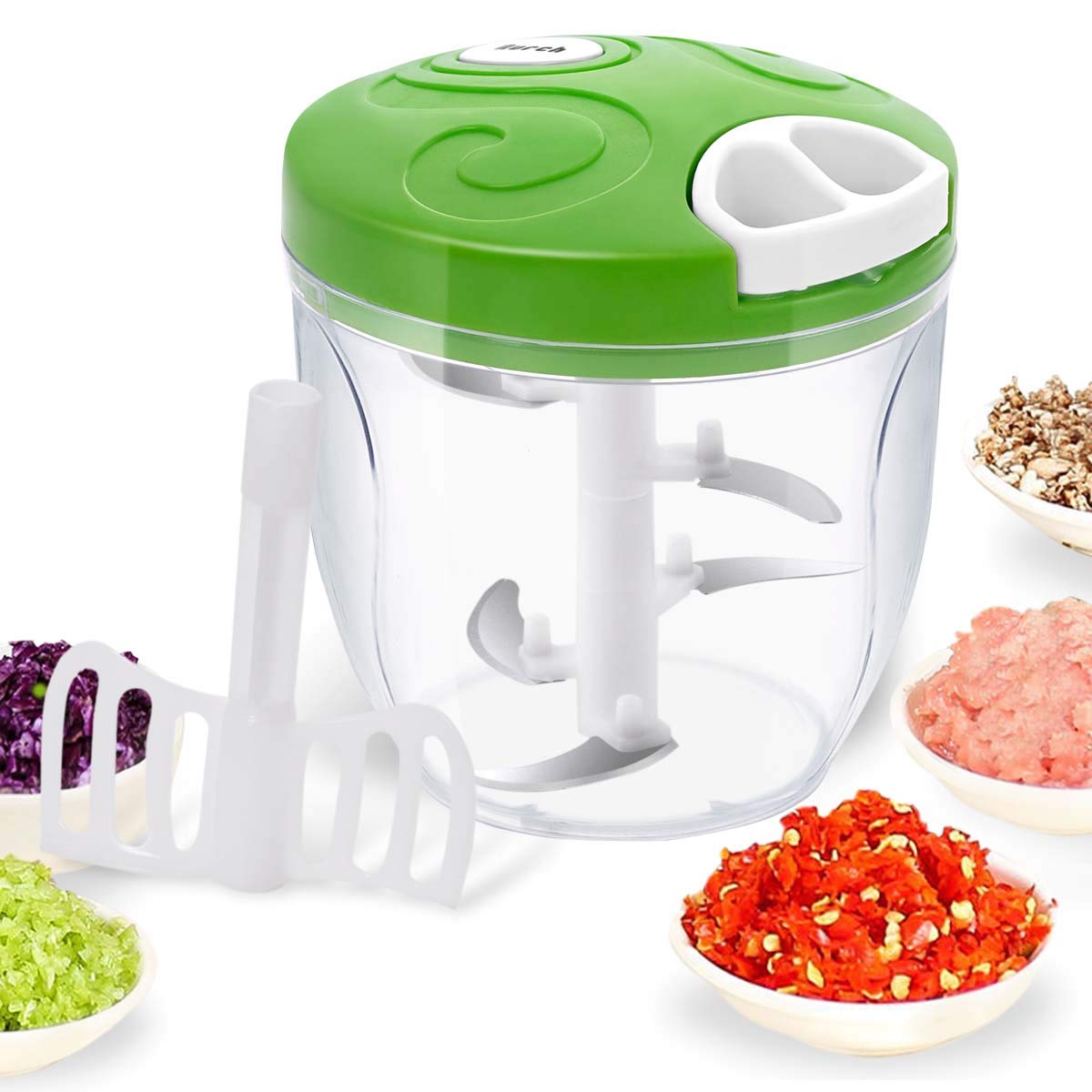 Manual Food Chopper, Easy Chop Hand Pull Pro Onion Chopper, Large Capacity Handheld String Food Processor/Mixer/Blender for Veggie, Garlic, Meat, Salsa Maker (Large)