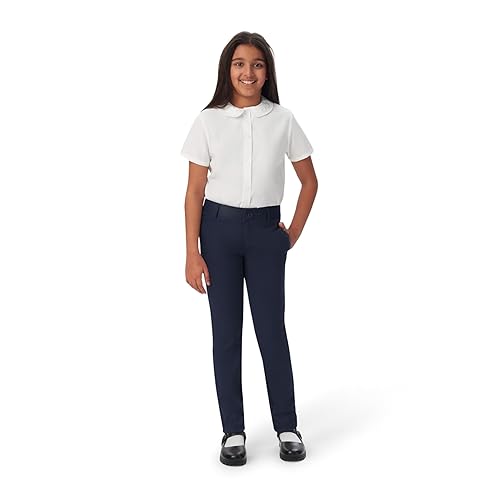 French Toast girls Stretch Twill Skinny Leg With Pockets, School Uniforms for Kids and Teens Pants, Navy, 14 US