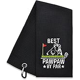 Hafhue Best Pawpaw Par Embroidered Golf Towel for Men Grandpa, Birthday or Retirement Gifts, Funny Golf Towels for Golf Bag with Clip, National Golfs Day Present for Uncle, Golfs Accessories for Bags