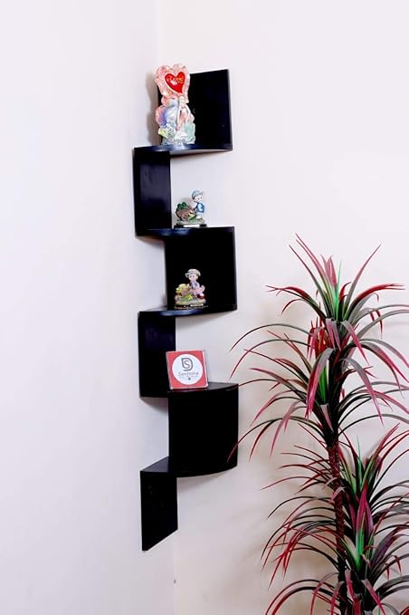 Itos365 Wooden Zigzag Corner Wall Shelf Shelves Home Decoration