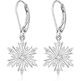 Christmas Earrings for Women Christmas Gifts for Women Snowflake Earrings Sterling Silver Dangle Leverback Snow Flower Holiday X-mas Jewelry