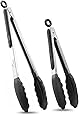 Hotec Premium Stainless Steel Locking Kitchen Tongs with Silicon Tips, Set of 2-9" and 12"