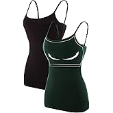 ATTRACO Women's Cotton Camisole Shelf Bra Spaghetti Straps Tank Top