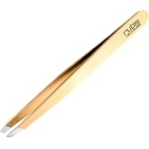 Rubis Classic Stainless Steel Slanted Tweezers for Precise Eyebrows and Hair Removal, The Gold Collection, Gold, 1K103