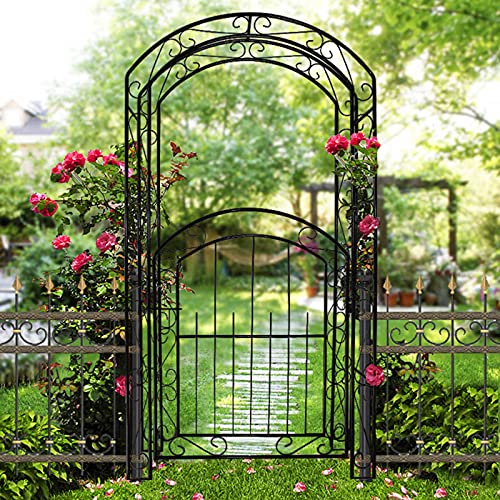 SYLJ Rosenbogen Torbogen aus Metall mit Tür, 215 x 115 x 43 cm Stereoskopischer Gartenbogen, witterungsbeständig,für…
