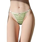 FEELITS Luxury 100% Mulberry Silk Thongs for Women - 22 Momme Silk Satin G-String Panties, Sexy Cheeky T-back