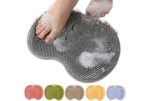 Coloday Silicone Shower Foot Scrubber Mat, Upgraded Wall Mounted Slip Suction Cups Foot Scrubber Cleaner, 2025 New Foot Back Cleaning Pad Back Washer Back Exfoliating Bath Wash Pad (Grey)