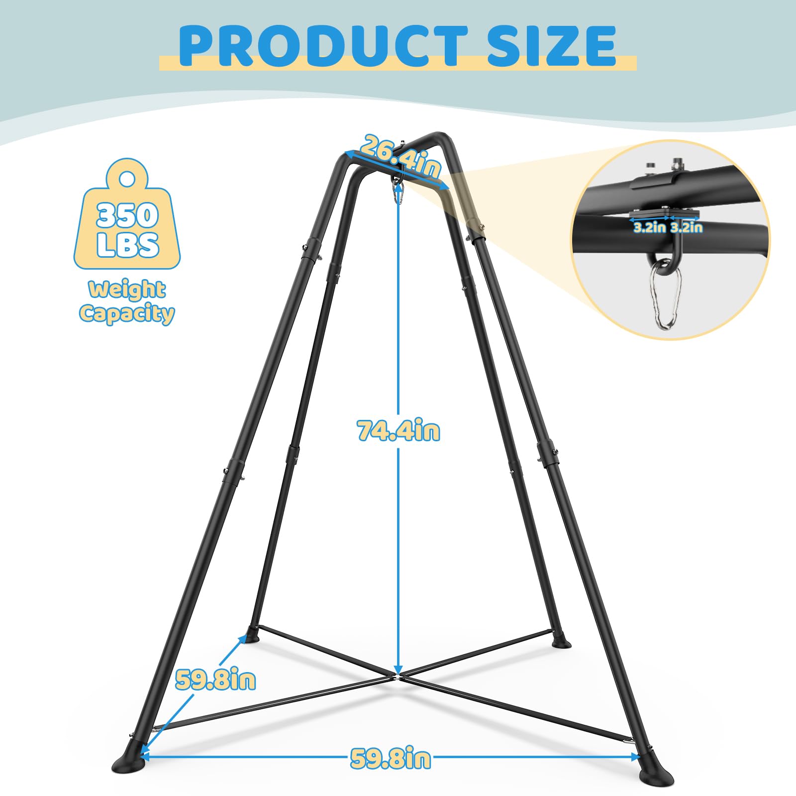 Swing Stand Frame with Sensory Pod Swings and Chair, Sensory Swing Set, X-Shaped Swing Frame, Heavy-Duty Metal Hammock Chair Stand for for Kids and Adults Indoor and Outdoor 330LBS(Blue)